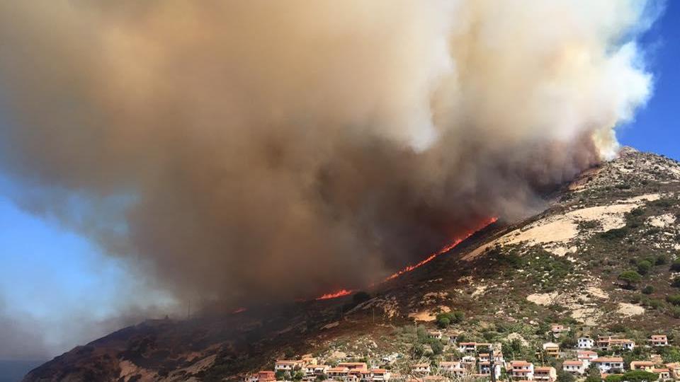 L'incendio a Chiessi nella foto di Luisa Mazzarri (dal gruppo Facebook Sei dell'Elba se)