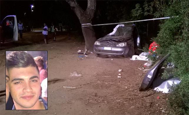 Il luogo dell'incidente e, nel riquadro, la vittima Fabio Doddo