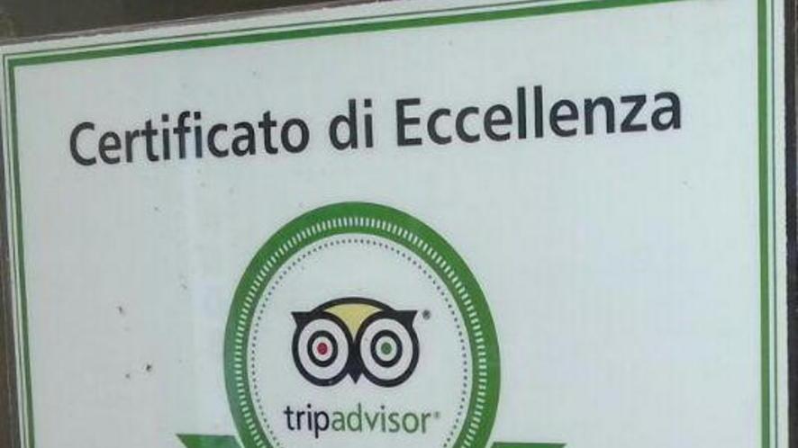 Un certificato di eccellenza rilasciato a un locale da TripAdvisor