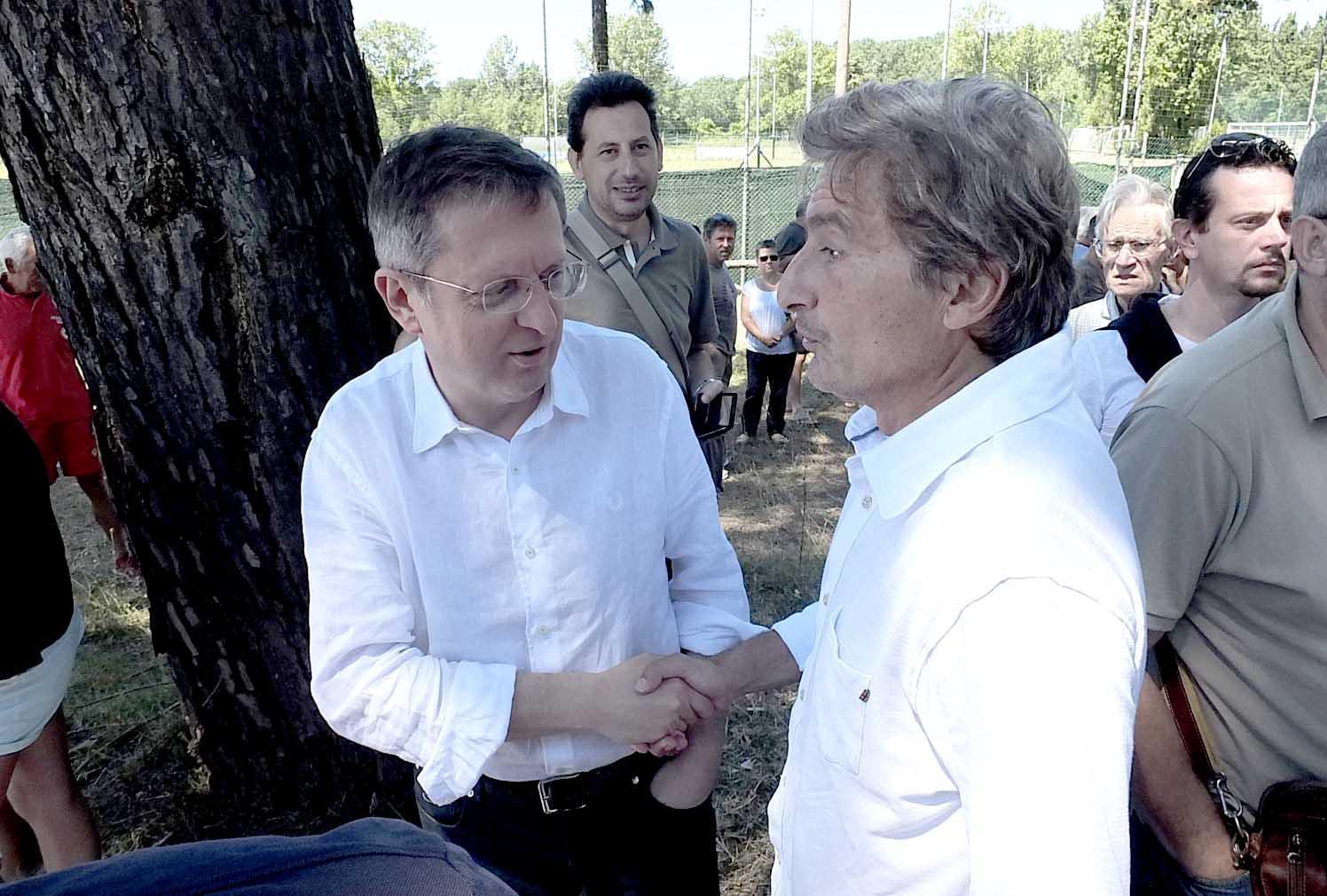 Il sindaco Marco Filippeschi e il proprietario del Pisa, Fabio Petroni