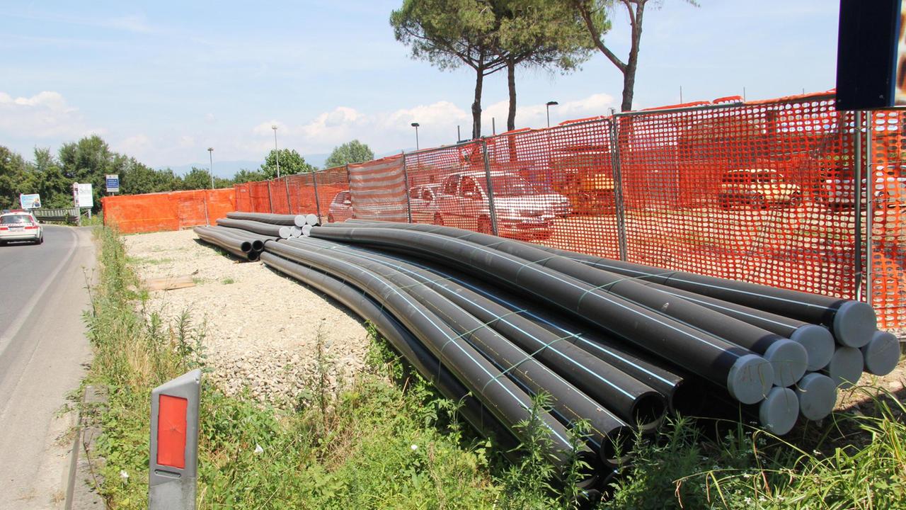 Un cantiere di Publiacqua a Poggio a Caiano