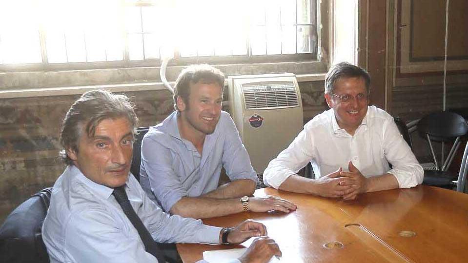 Il sindaco a giugno con Petroni e Sanzo (Muzzi)