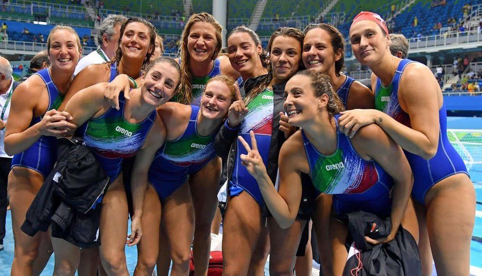 L'esultanza di Chiara Tabani, in basso a destra, dopo la vittoria sulla Russia