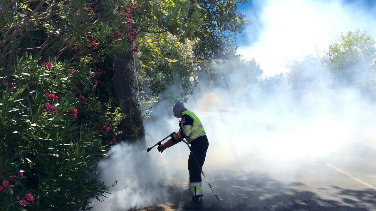 Al lavoro per spengere l'incendio