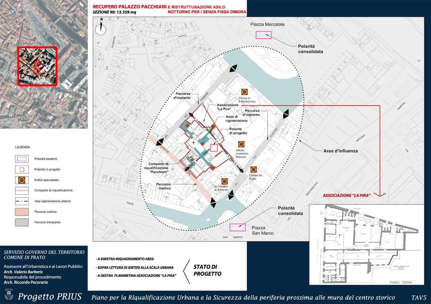La mappa della ristrutturazione di Palazzo Pacchiani in via Mazzini