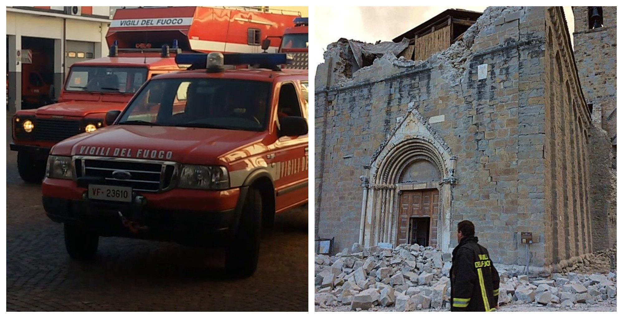 Terremoto, partiti da Reggio Emilia vigili del fuoco e unità cinofile verso Ascoli Piceno