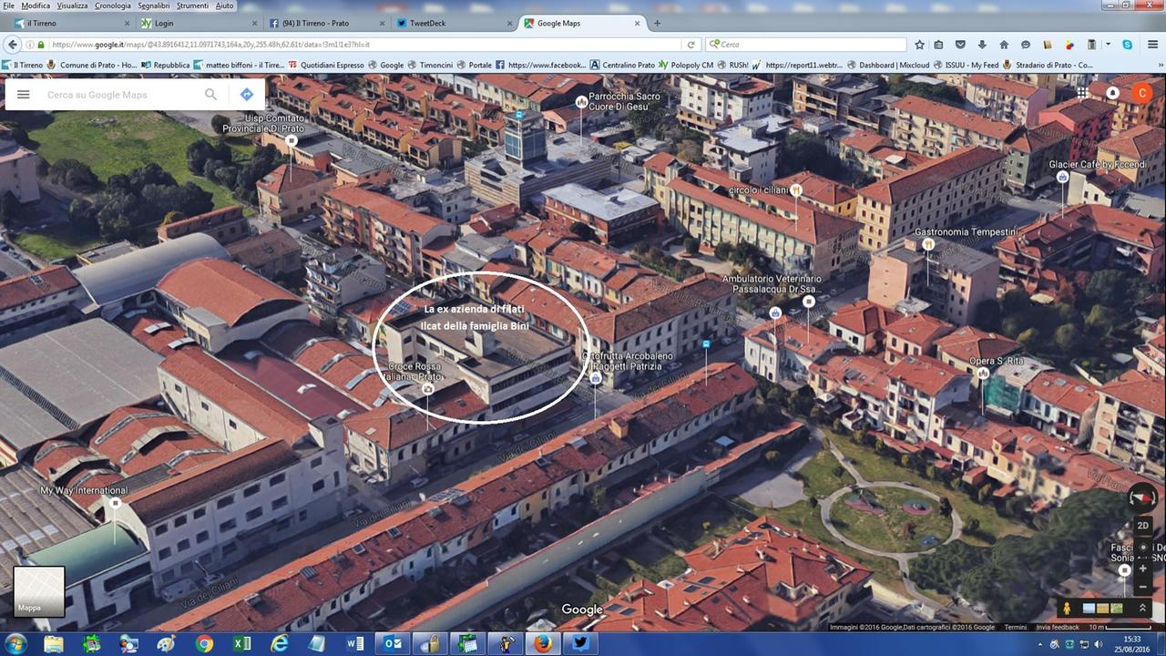 L'edifio ex industraile all'angola tra via Ciliani e via Buricchi (immagine di Google Map)