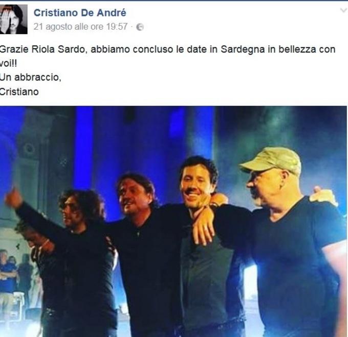 Cristiano De André ringrazia il pubblico del Parco dei Suoni