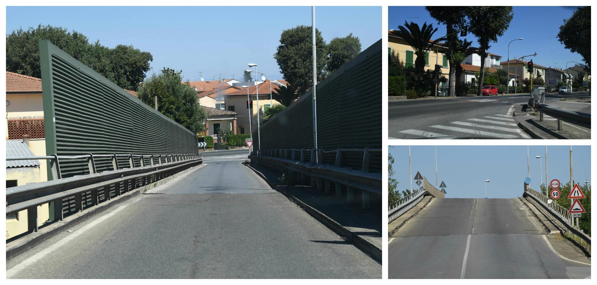 Il cavalcaferrovia di Fornacette che s’immette sulla Tosco Romagnola da via di Gello (Foto Franco Silvi)