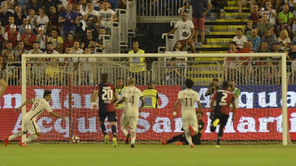 Il gol di Perotti al sesto minuto (foto Mario Rosas)