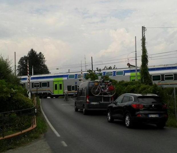 Passa il treno e le sbarre sono alzate