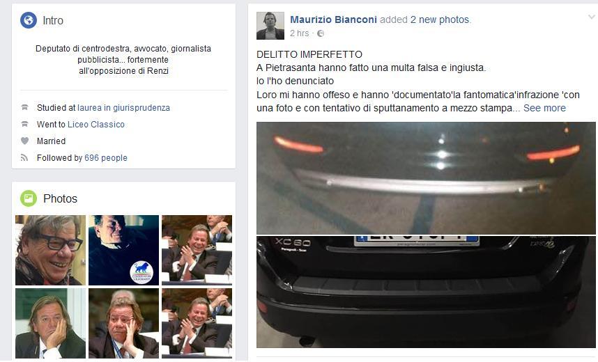 Il parlamentare multato: non è mia quell'auto. Ma la contravvenzione resta