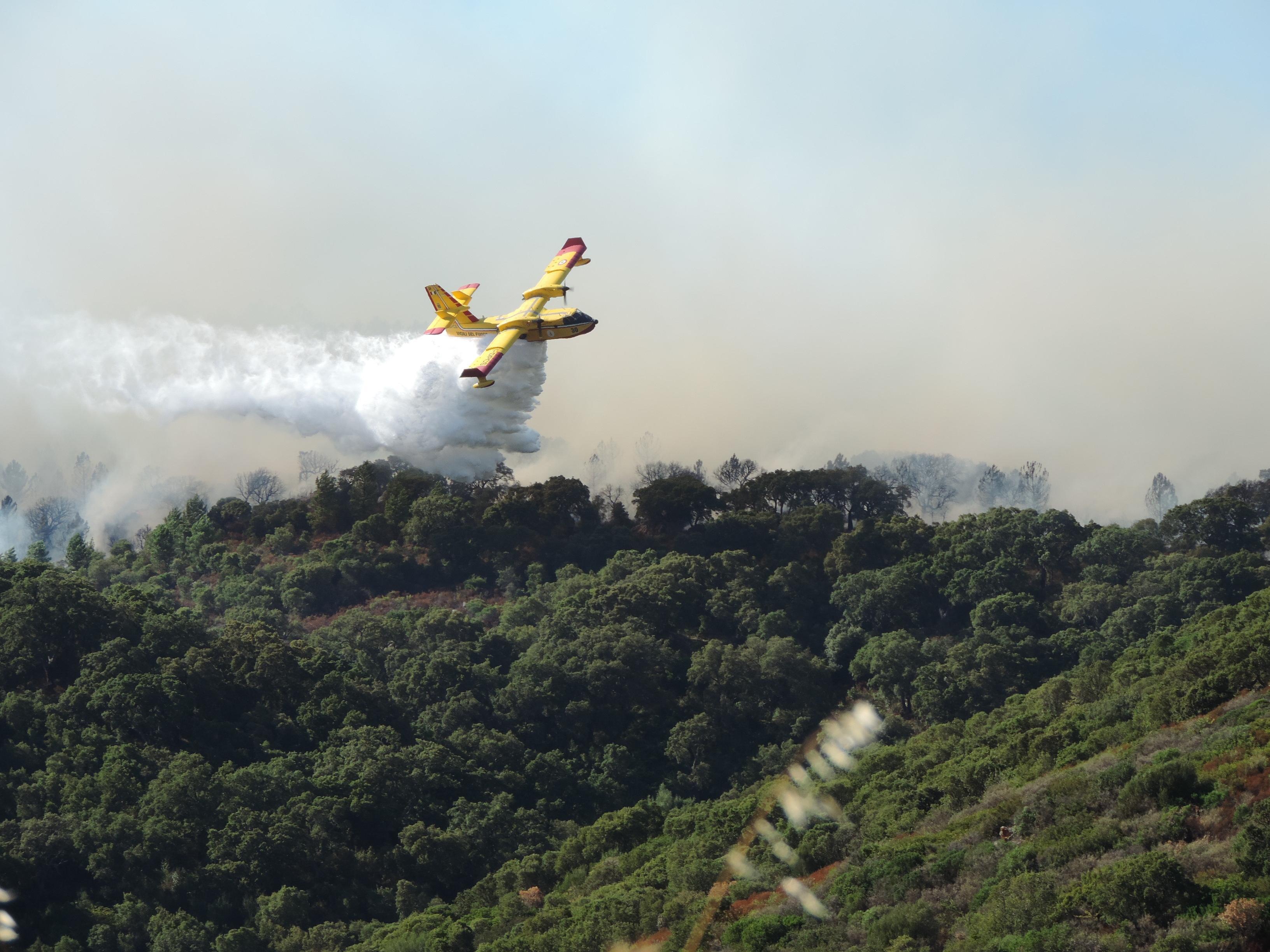 Canadair all'opera sulle fiamme