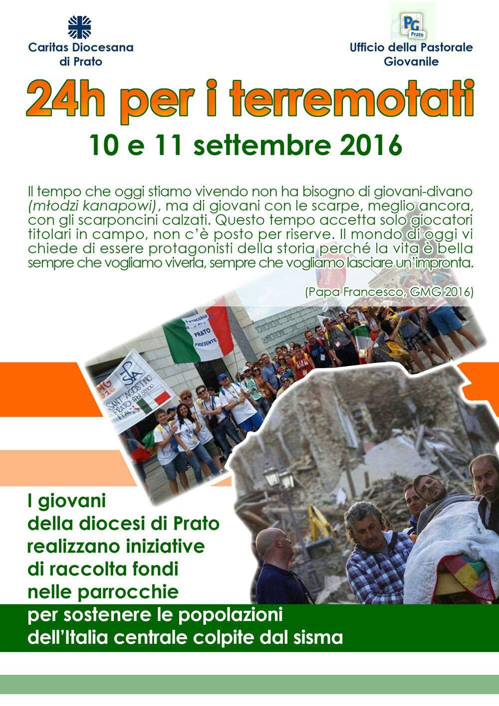 La locandina dell'iniziativa per i terremotati