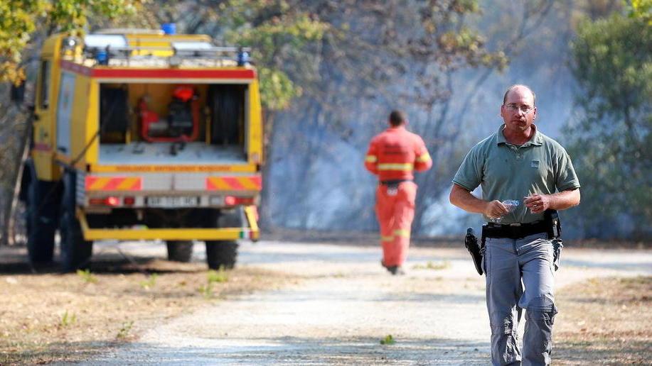 La Forestale e uno dei mezzi della Vab a Pinete (Foto Agenzia Carlo Sestini)