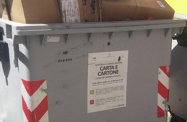 Un cassonetto per la raccolta della carta