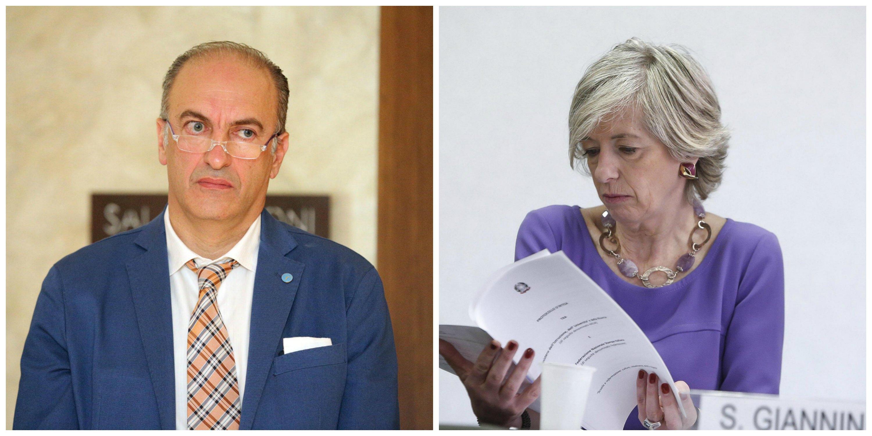 A sinistra il sindaco Pomponi e a destra la ministra Giannini 