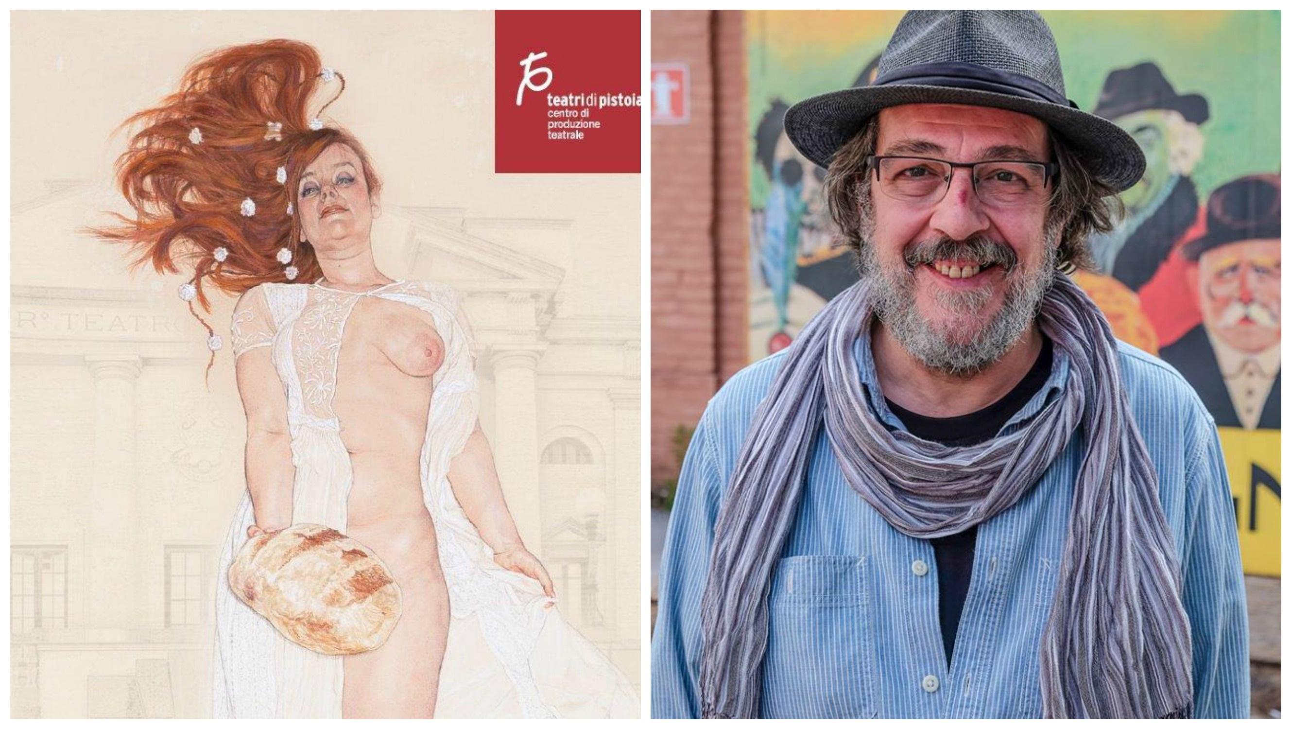 Il cartellone contestato e l'autore dell'opera Riccardo Mannelli