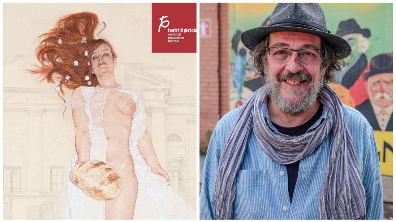 Il cartellone contestato e l'autore dell'opera Riccardo Mannelli