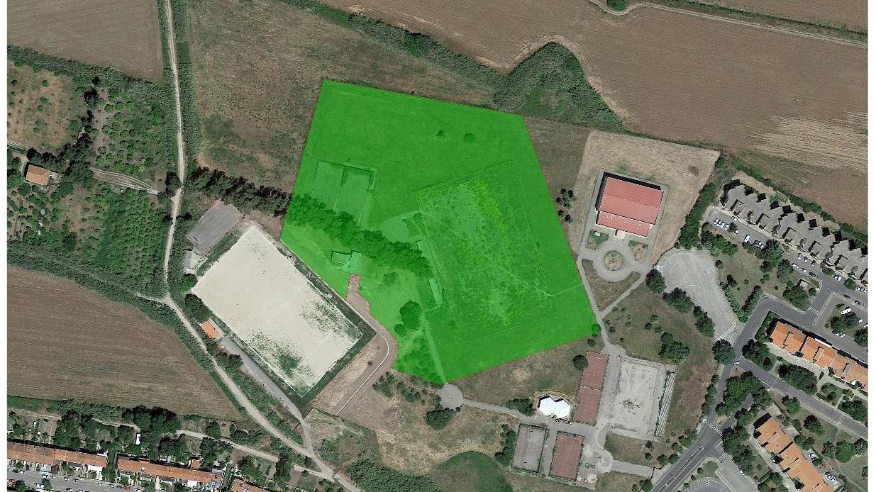 La zona (in verde) dove sorgerà il centro federale di rugby