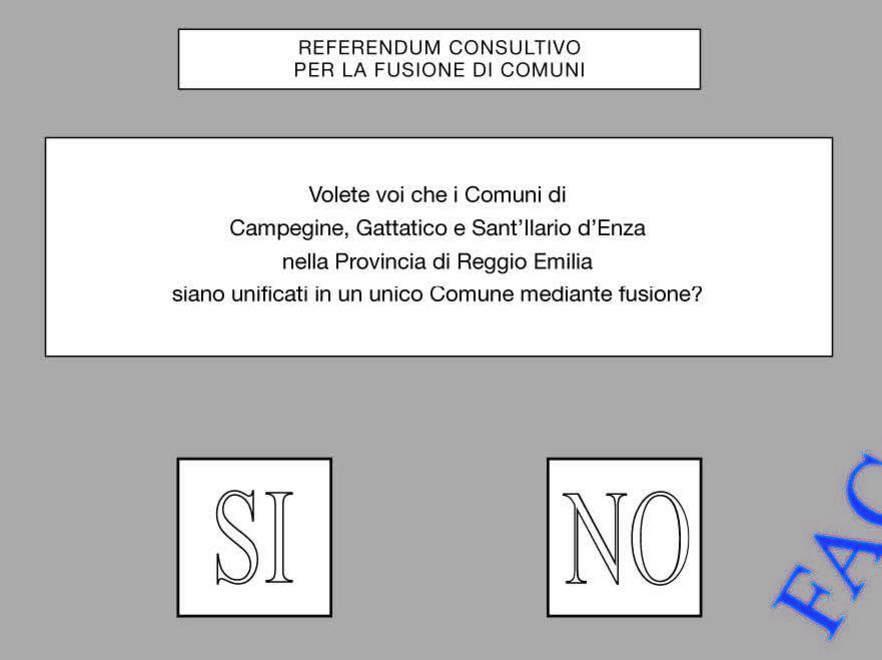 Fusione, domenica due schede «sì» o «no» e si sceglie il nome