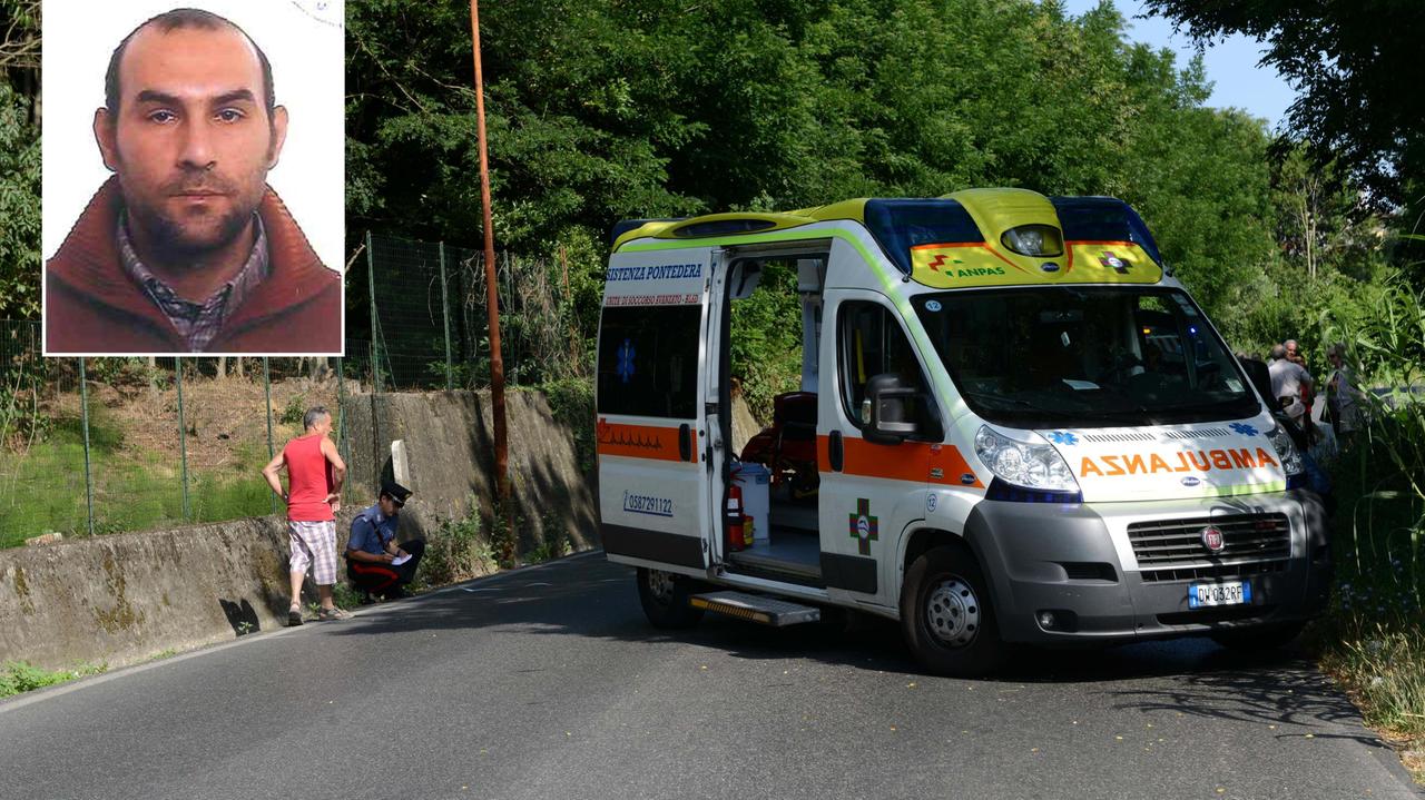 Una scena dell'incidente e, nel riquadro, la vittima