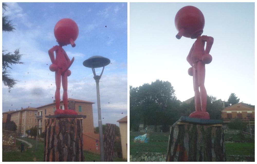 Il Pinocchio al centro del caso prima e dopo (foto da www.daicollifiorentini.it)