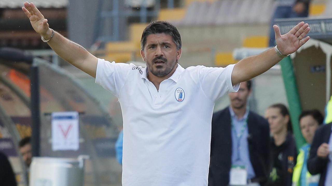 Rino Gattuso durante la partita con il Vicenza