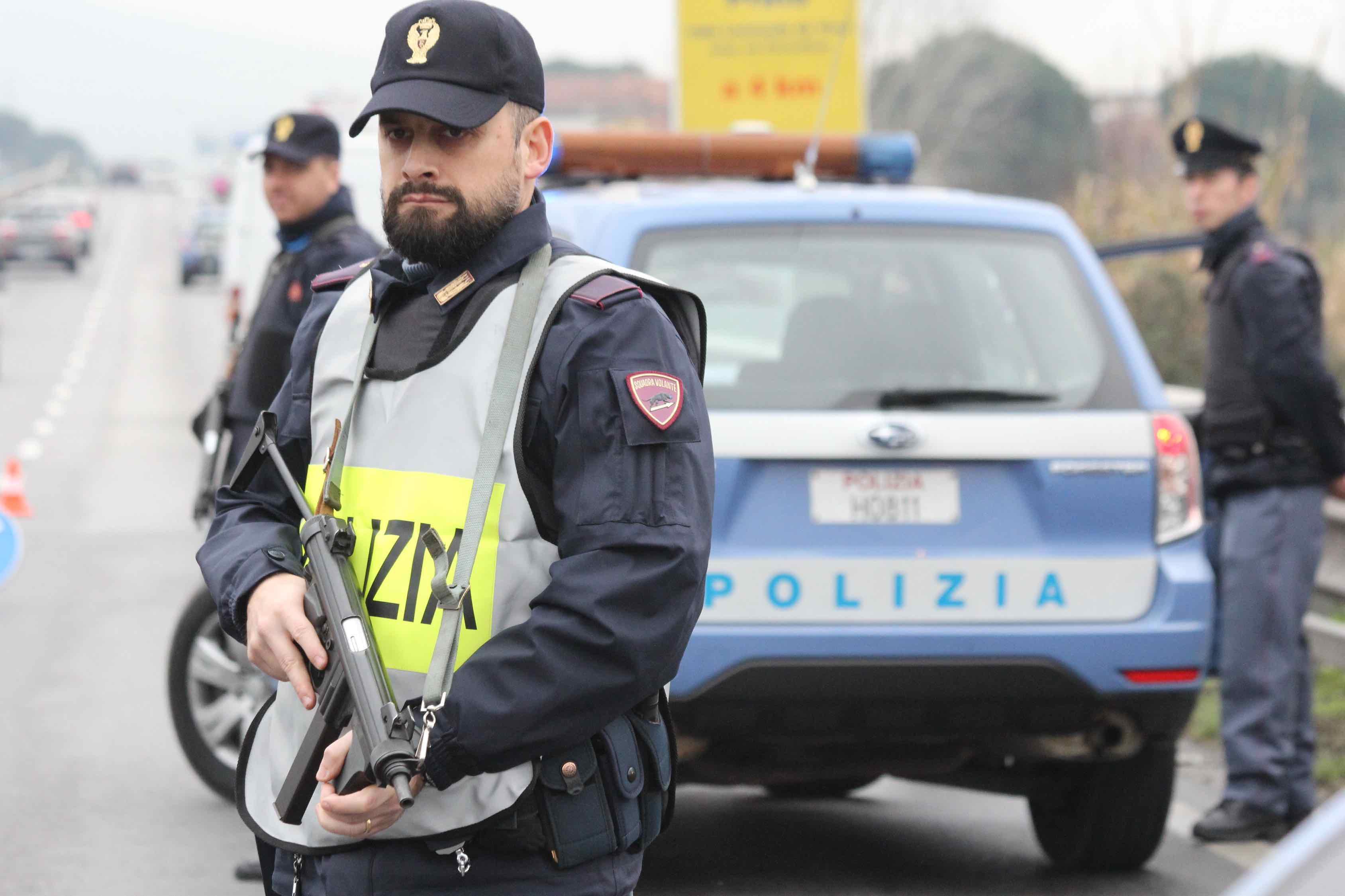 Un posto di blocco della polizia