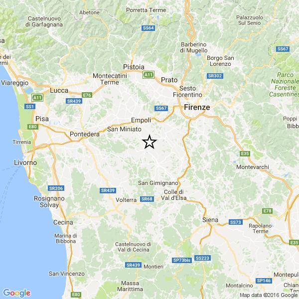 Scosse di terremoto in Toscana: 3,9. L'epicentro nella provincia di Firenze