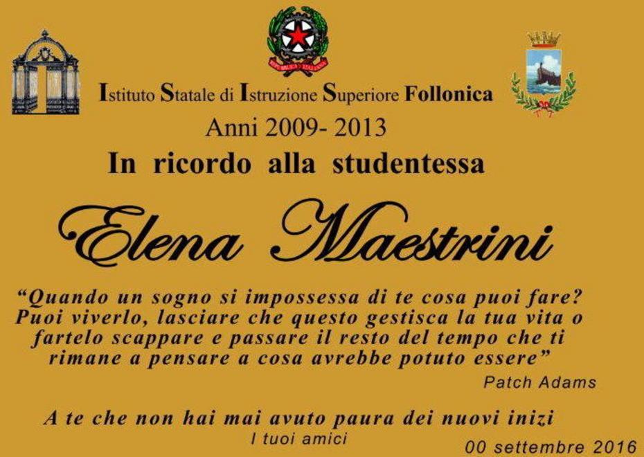 Una targa per ricordare Elena 