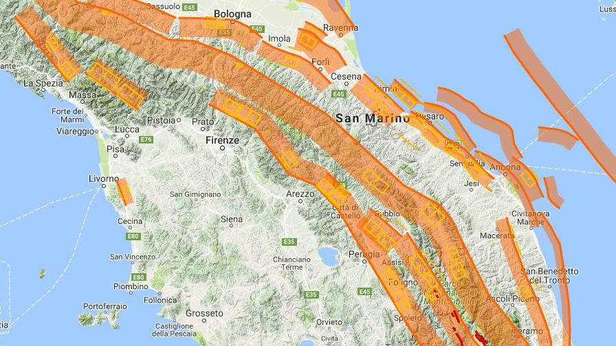 Ecco la mappa delle faglie che attraversano la Toscana