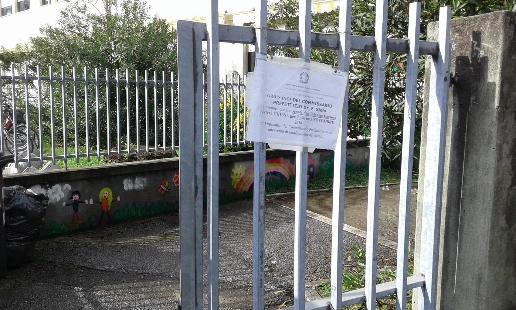 Il cancello chiuso della scuola