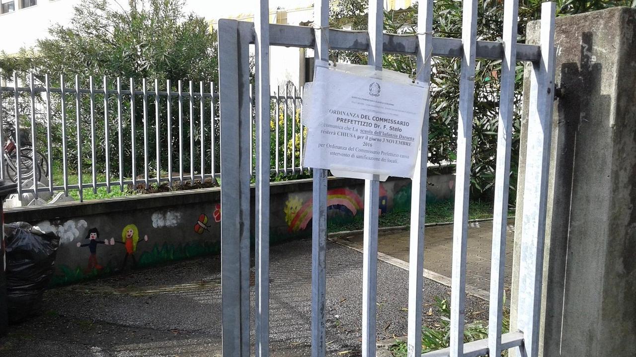 Il cancello chiuso della scuola