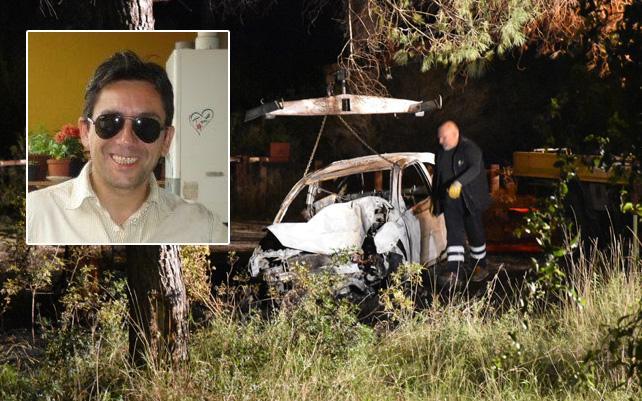 Teodoro Giarnieri e l'auto distrutta