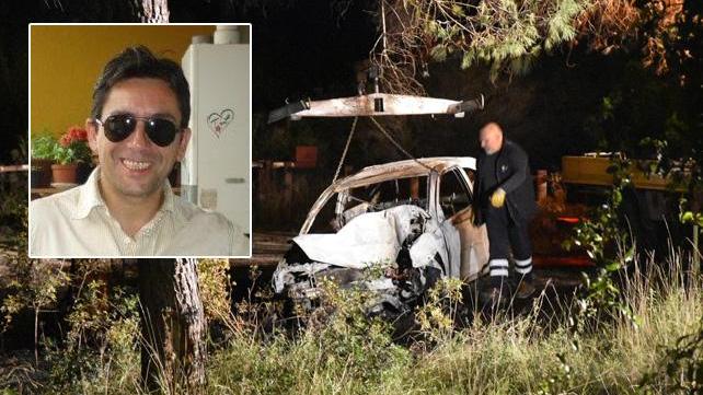 Teodoro Giarnieri e l'auto distrutta