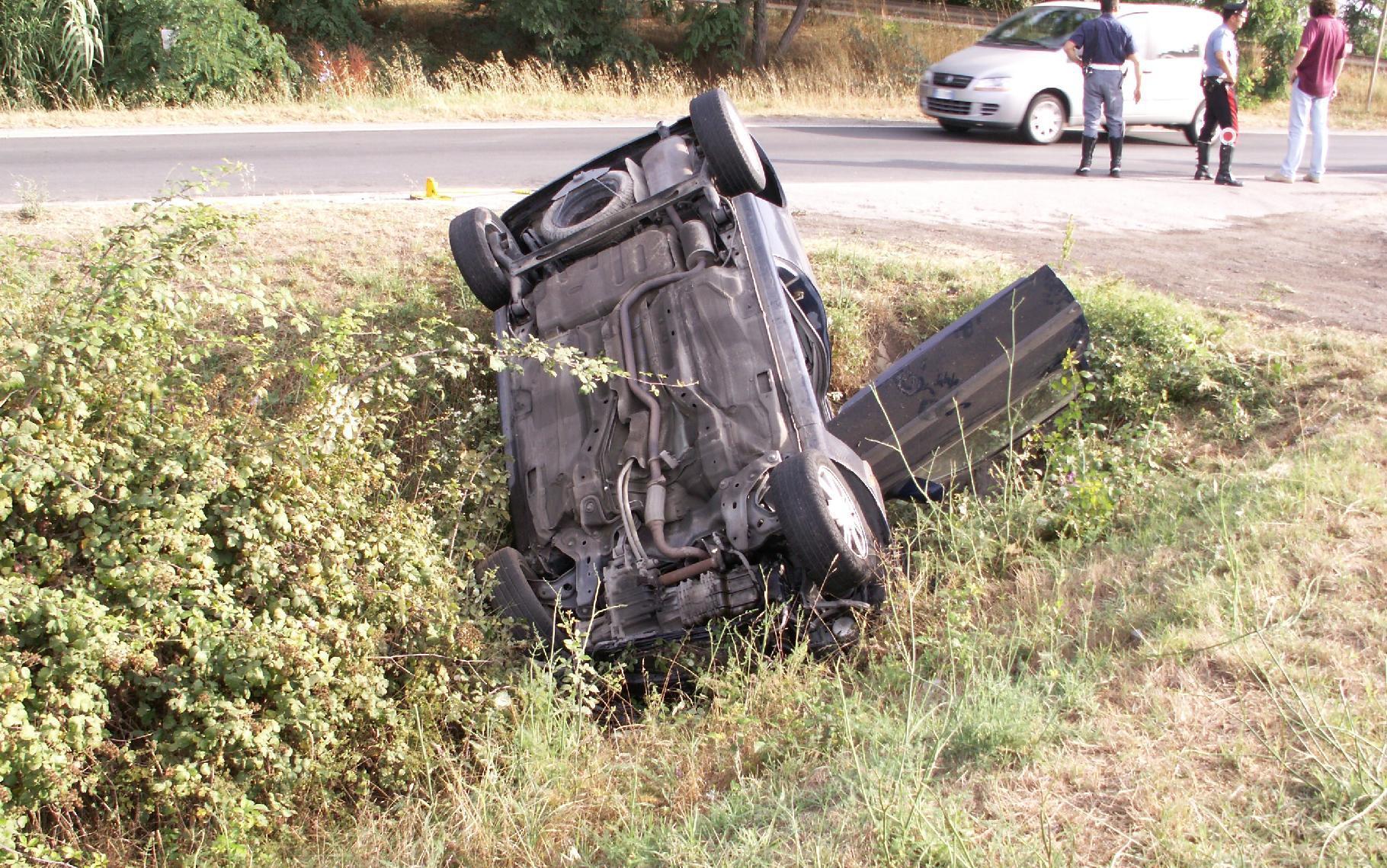 L'auto di Cristina Cecchini dopo l'incidente