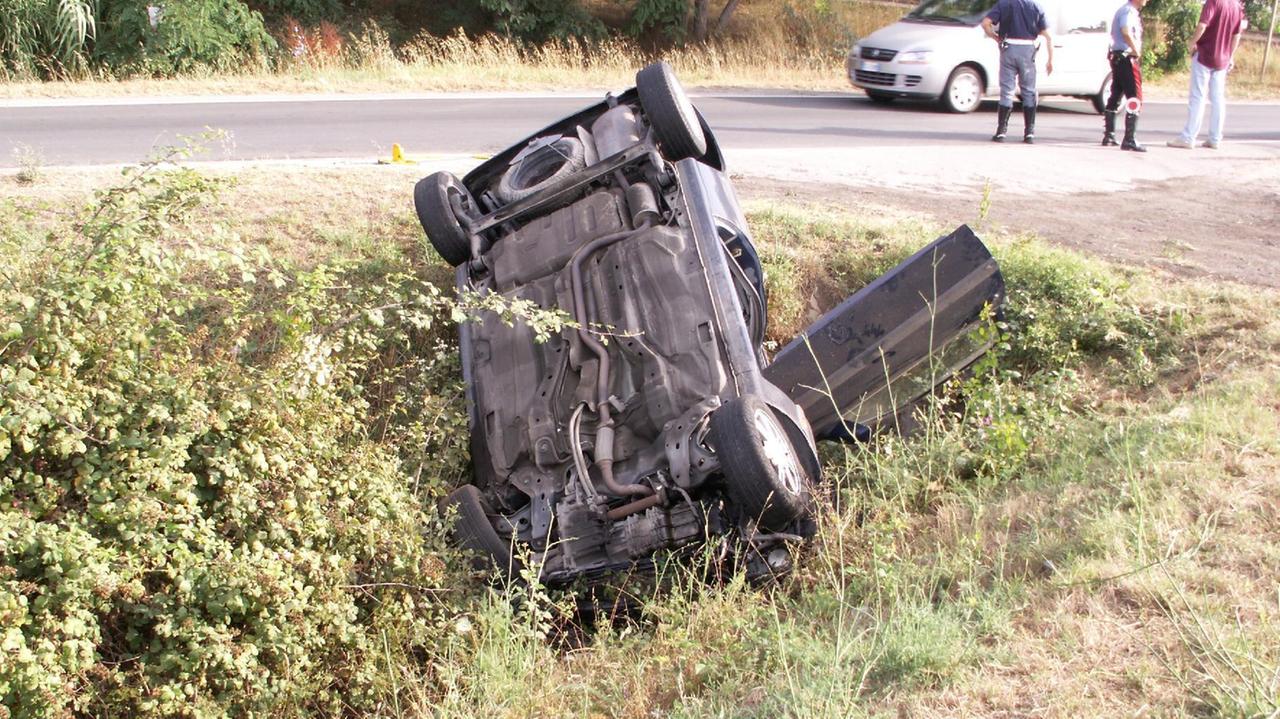 L'auto di Cristina Cecchini dopo l'incidente