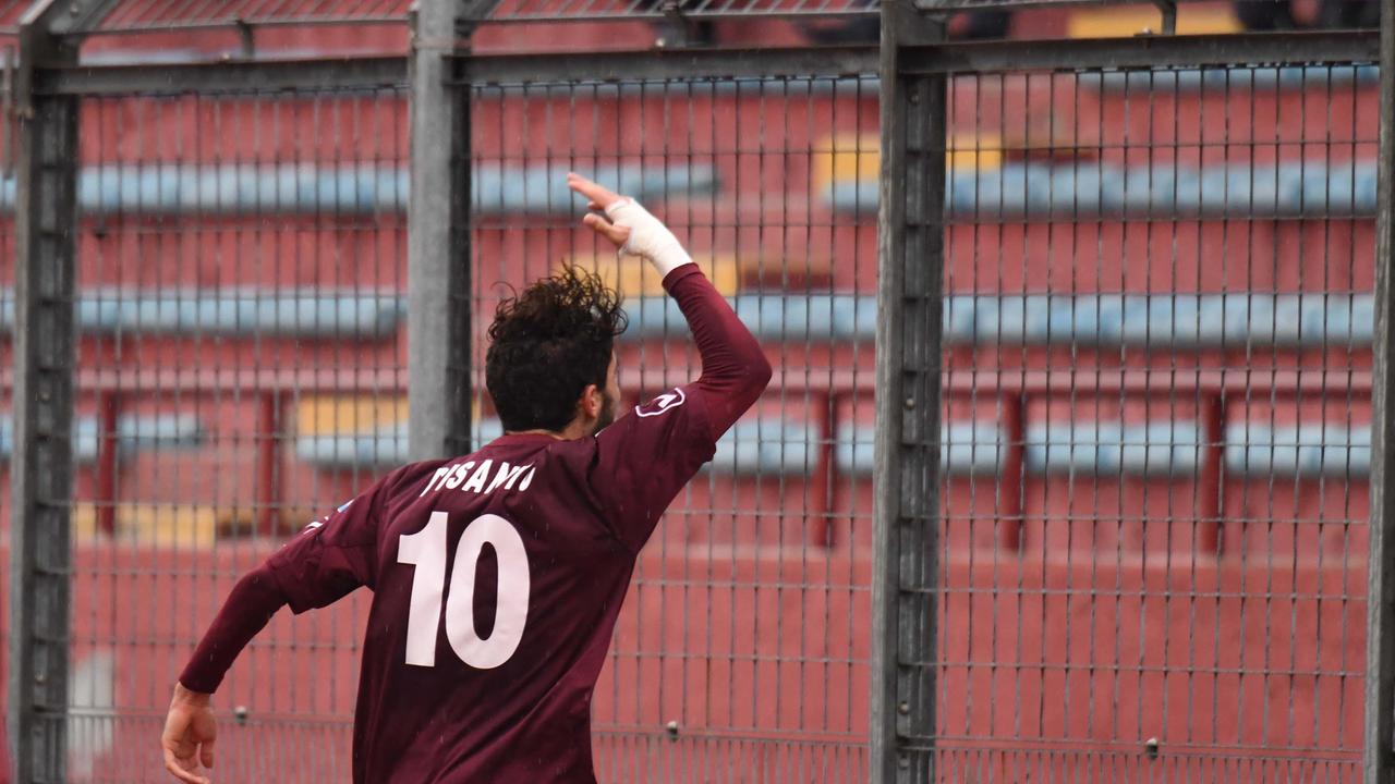 L'esultanza di Disanto dopo il gol in Coppa Italia di mercoledì