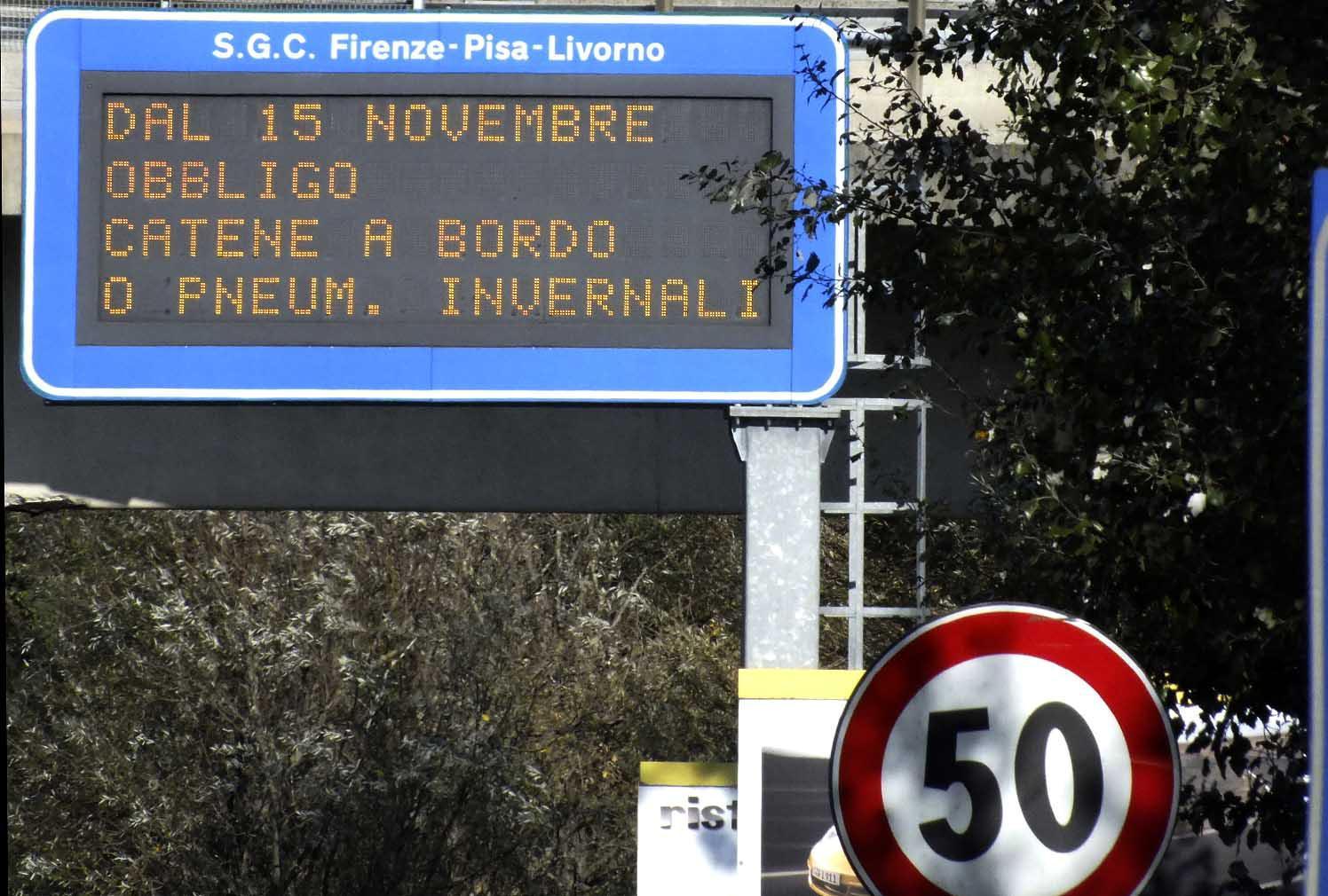 Torna l'obbligo di catene a bordo sulla Fi-Pi-Li
