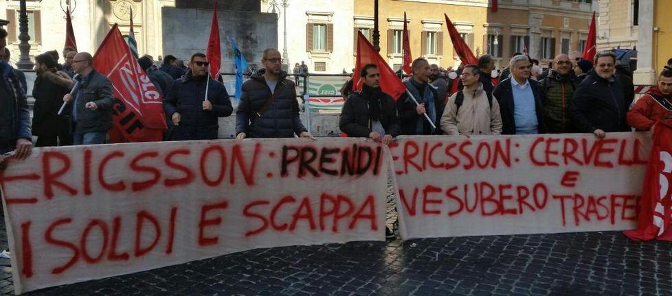 Caso Ericsson, protesta a Montecitorio