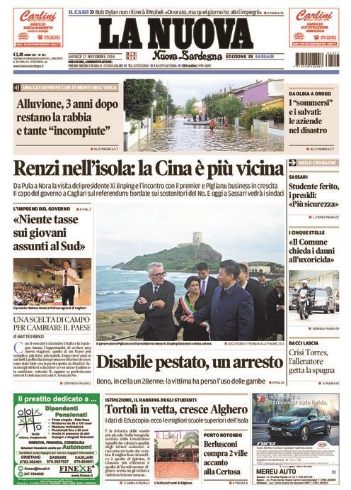 La prima pagina del 17 novembre 2016