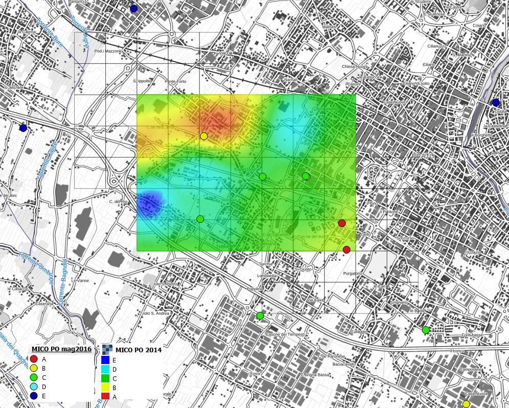 La mappa della concentrazione del percloroetilene nella zona di Capezzana