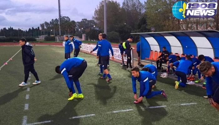 L'ultimo allenamento del Prato a Olbia prima della partita vittoriosa (foto dal sito ufficiale dell'Ac Prato)
