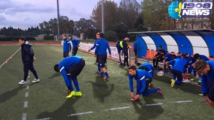 L'ultimo allenamento del Prato a Olbia prima della partita vittoriosa (foto dal sito ufficiale dell'Ac Prato)