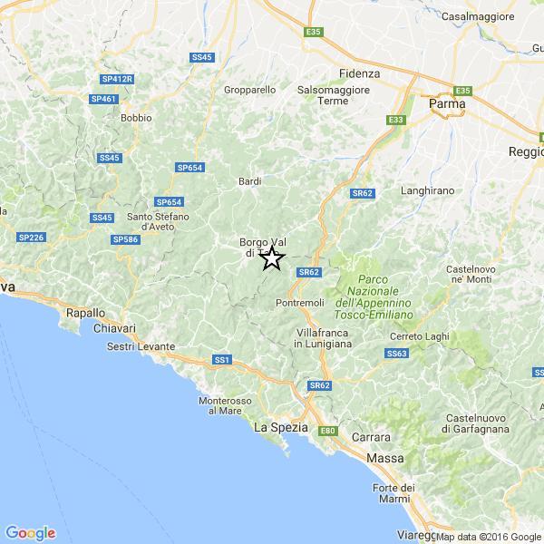 L'epicentro del terremoto