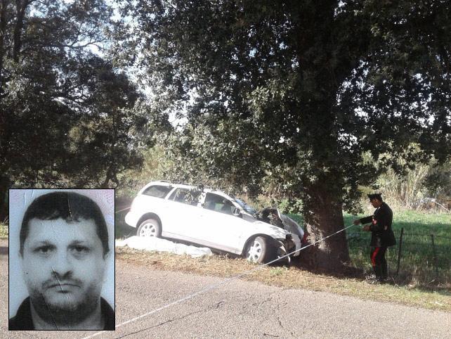 Il luogo dell'incidente e, nel riquadro, la vittima Roberto Cossa