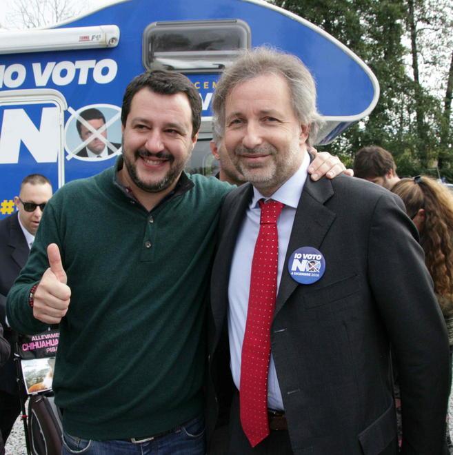 Il leader della Lega Matteo Salvini con Massimiliano Baldini