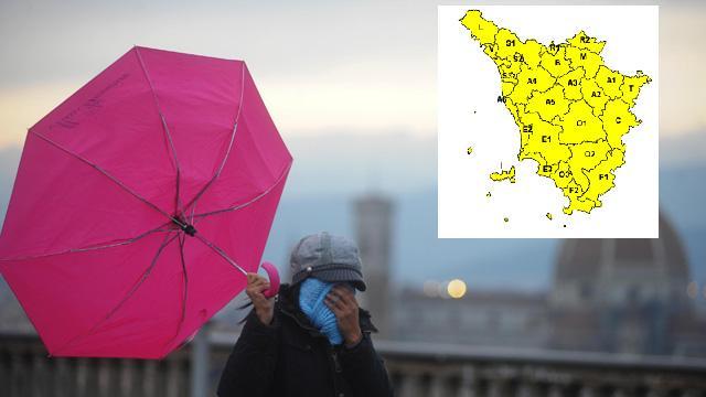 Maltempo in Toscana, allerta gialla per il vento. Temperature in picchiata