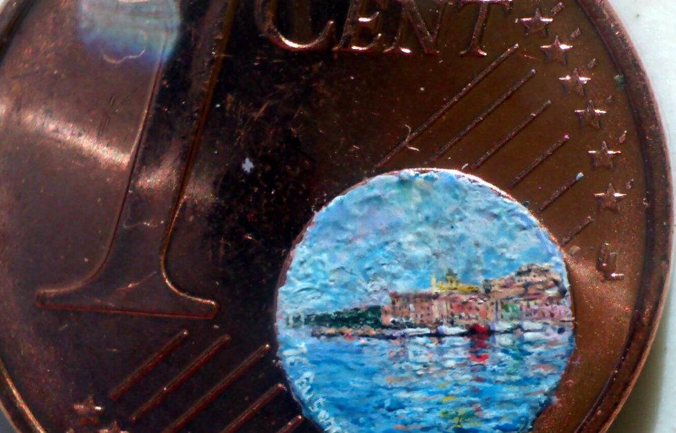 Una delle marine dipinte su una monetina da 1 centesimo da Stefano Busonero